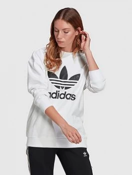 Image of adidas Originals Trefoil Crew Sweat - White, Size 16, Women