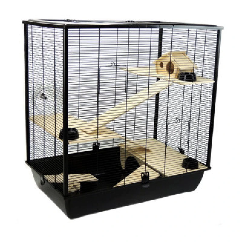 Image of Little Friends The Plaza Tall Rat And Hamster Cage With Three Floors - Black