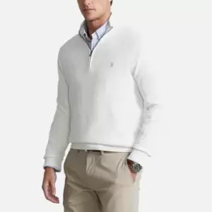 Image of Polo Ralph Lauren Mens Mesh Knit Half-Zip Jumper - Deckwash White - XXL