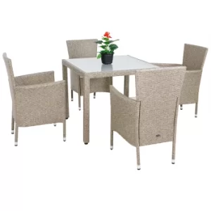 Image of 4 Seat Poly Rattan Garden Dining Set Florenz Beige