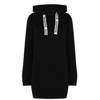 Image of Hype Black Drawcord Womens Hoodie Dress - Black