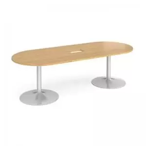 Image of Trumpet base radial end boardroom table 2400mm x 1000mm with central