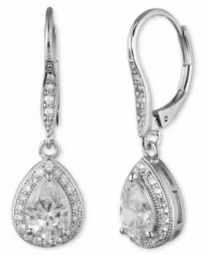 Image of Anne Klein Silver Plated Cubic Zirconia Halo Drop Earrings