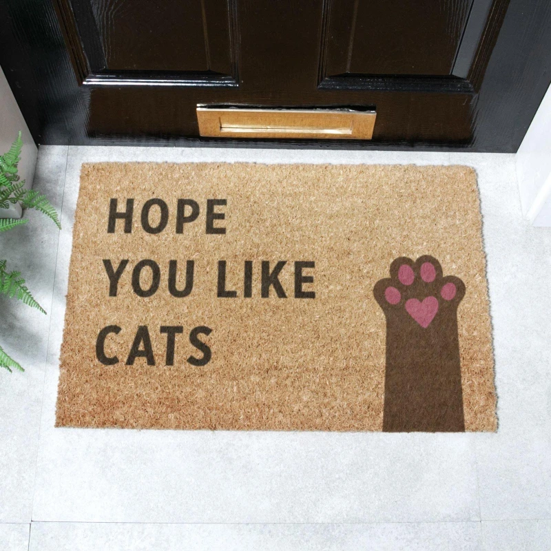 Image of Artsy Mats Hope You Like Cats Doormat (60 x 40cm) in Brown Size: 40cm x 60cm Brown Unisex 40cm x 60 cm