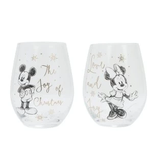 Image of Disney Set of 2 Christmas Glasses - Mickey & Minnie