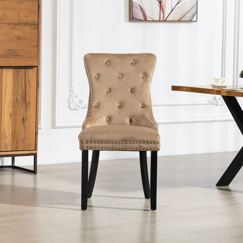 Image of Artemis Home Ceres Velvet Fabric Dining Chairs - Set of 2 in Brown Size: 2 Pack Brown Unisex 2 Pack