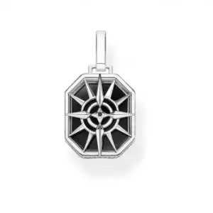 Image of Silver Onyx Zirconia Compass Star Black Pendant PE911-641-11