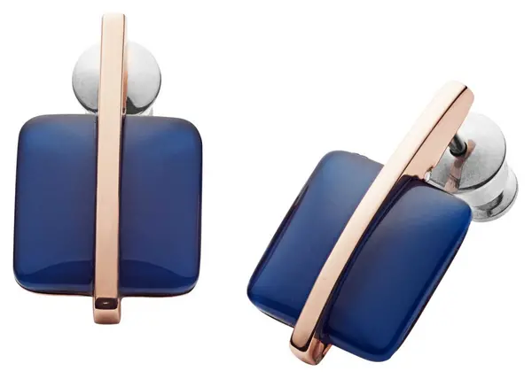 Image of Skagen SKJ1136791 Womens Blue Sea Glass Rose Gold Tone Stud Jewellery
