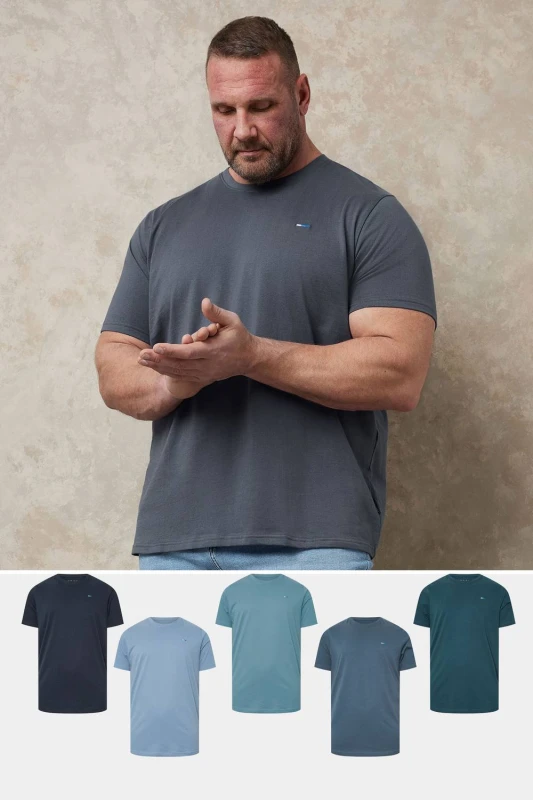 Image of BadRhino Mens 5 Pack Core T-Shirts in Dark Navy Size: Large Dark Navy Male L