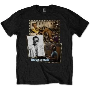 Image of Elton John - Rocketman Montage Mens Medium T-Shirt - Black