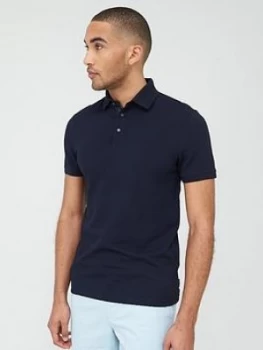 Image of Ted Baker Infuse Textured Polo Shirt - Navy, Dark Navy, Size 4, Men
