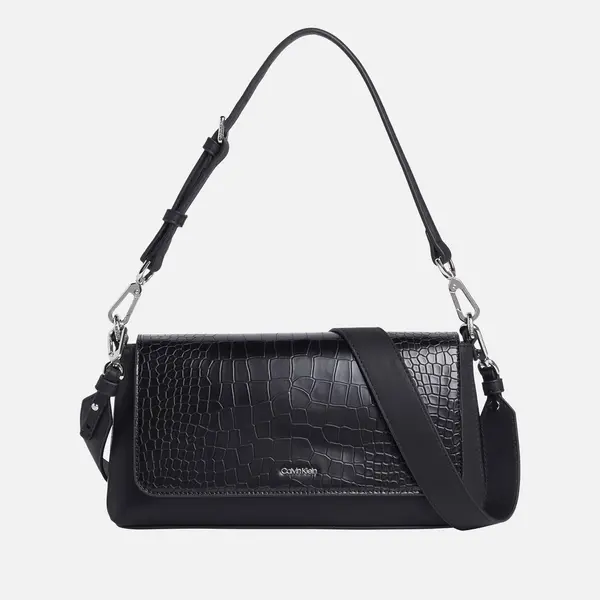 Image of Calvin Klein CK Must Croc-Effect Faux Leather Shoulder Bag Black female K60K612111BEH
