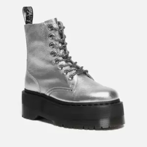 Image of Dr. Martens Womens Jadon Max Metallic Tumbled Leather 8-Eye Boots - Silver - UK 4