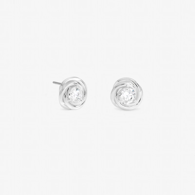Image of Jon Richard Womens Silver Plated & Crystal Knot Earrings Silver Female One Size