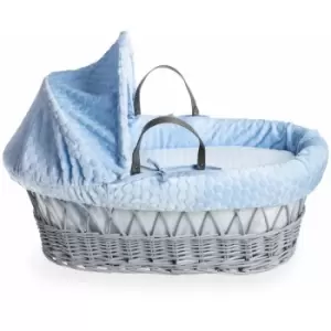 Image of Marshmallow Grey Wicker Moses Basket - Blue - Blue - Clair De Lune
