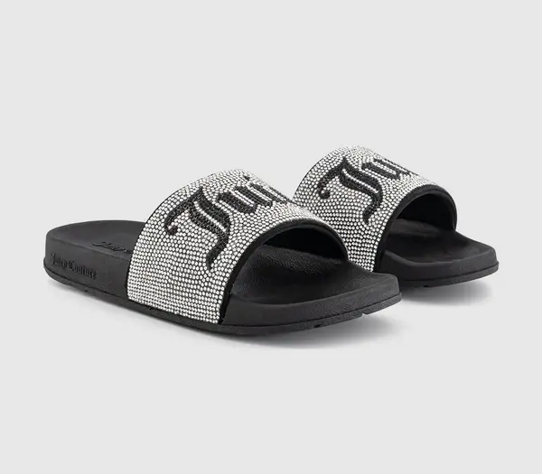 Image of Juicy Couture Womens Donna Diamante Slides Black, 3