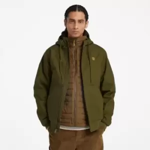 Image of Timberland Insulated Canvas Hooded Bomber Jacket For Men In Green Green, Size S