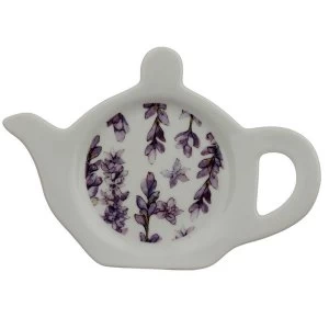 Image of Lavender Fields Porcelain Teapot Shaped Tea Bag Dish