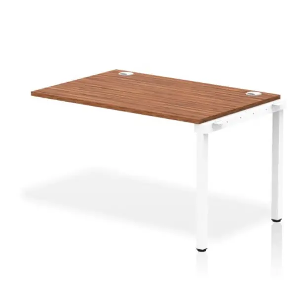 Image of Impulse Bench Single Row Ext Kit 1200 White Frame Office Bench Desk Walnut