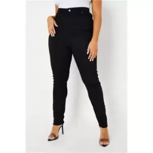Image of I Saw It First Black Plus Size High Waisted Distressed Ankle Skinny - Black