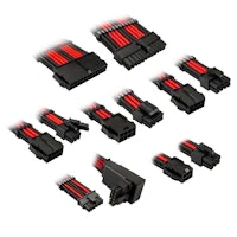 Image of Kolink Core Pro Braided Cable Extension Kit 12VHWPR Type 2 - Jet Black/Racing Red