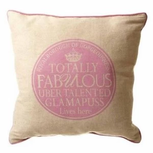 Image of Cushion Glampuss Plaque Print Inc Fill By Heaven Sends