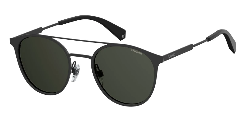 Image of Polaroid Polaroid Round Black Grey Polarized Sunglasses Black One Size Unisex 762753979155