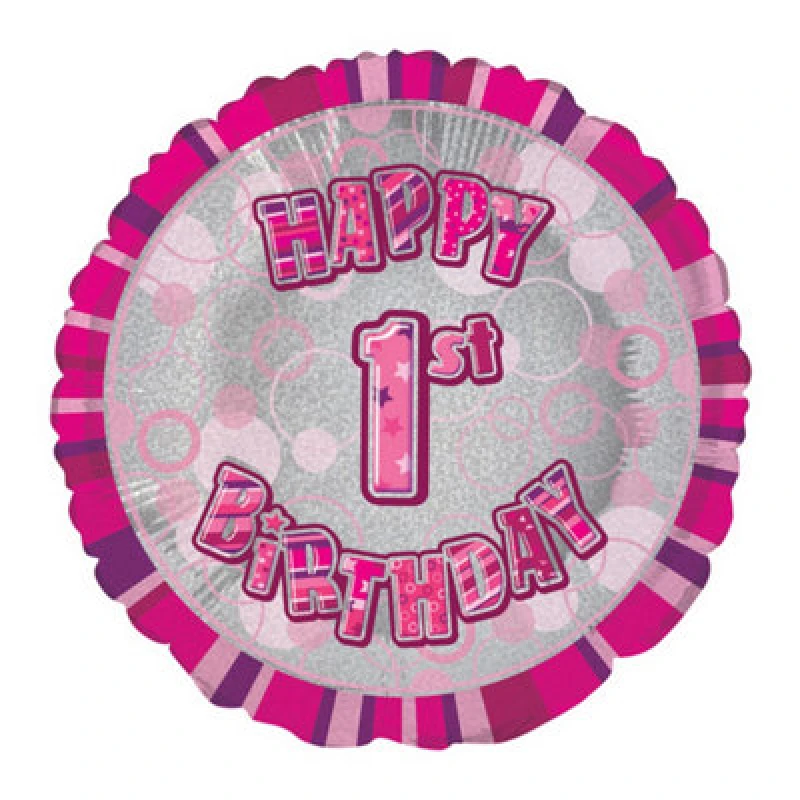 Image of Unique Party 18" Circle Pink Happy Birthday Foil Balloon Pink (5)