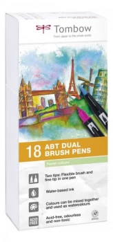 Image of Tombow ABT Dual Brush Pen 2 tips Pastel Colours PK18