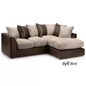 Image of Sturridge Modern Chenille And Faux Leather Fabric RHF Corner Sofa Mink