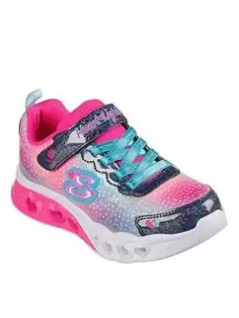 Image of Skechers Flutter Heart Lights Simply Love Light Up Trainers, Navy/Multi, Size 3 Older