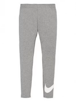 Image of Nike Sportswear Older Girls Swoosh Leggings - Grey Heather, Size XL, 15-16 Years, Women