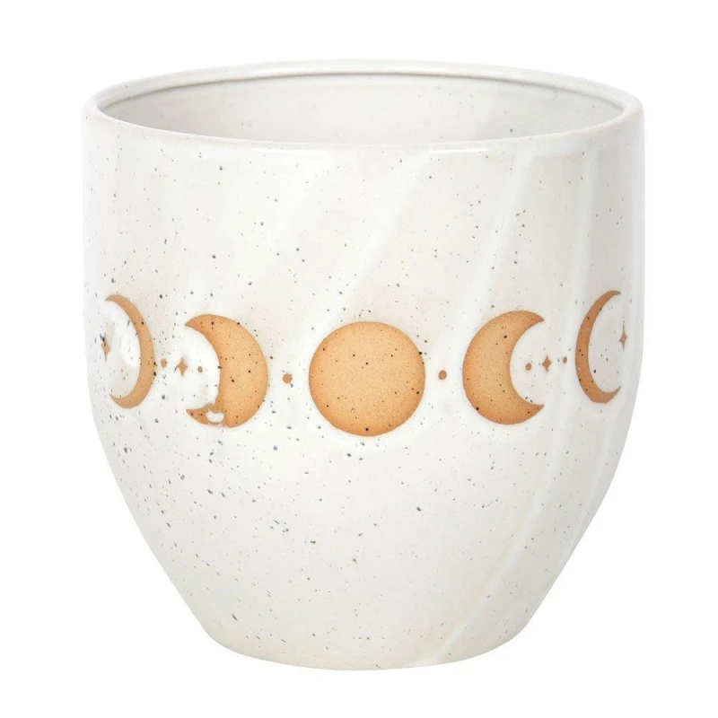 Image of Something Different Moon Phase Plant Pot - Beige Beige One Size