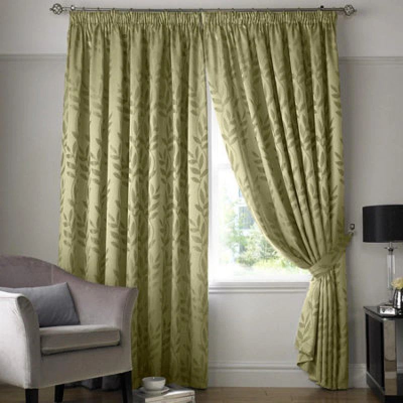 Image of Tivoli Ready Made Pencil Pleat Curtains Sage