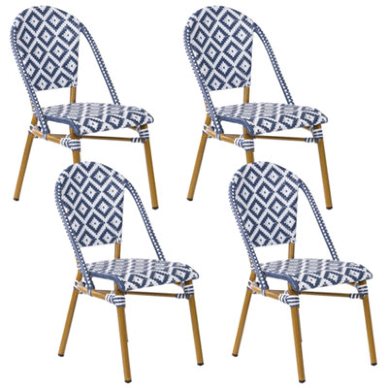 Image of Beliani Set Of 4 Garden Chairs Rifreddo Pe Rattan Blue