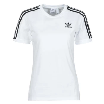 Image of adidas 3 STRIPES TEE womens T shirt in White - Sizes UK 6,UK 8,UK 10,UK 12,UK 14,UK 16,UK 18,UK 20,UK 22,UK S,UK M,UK L