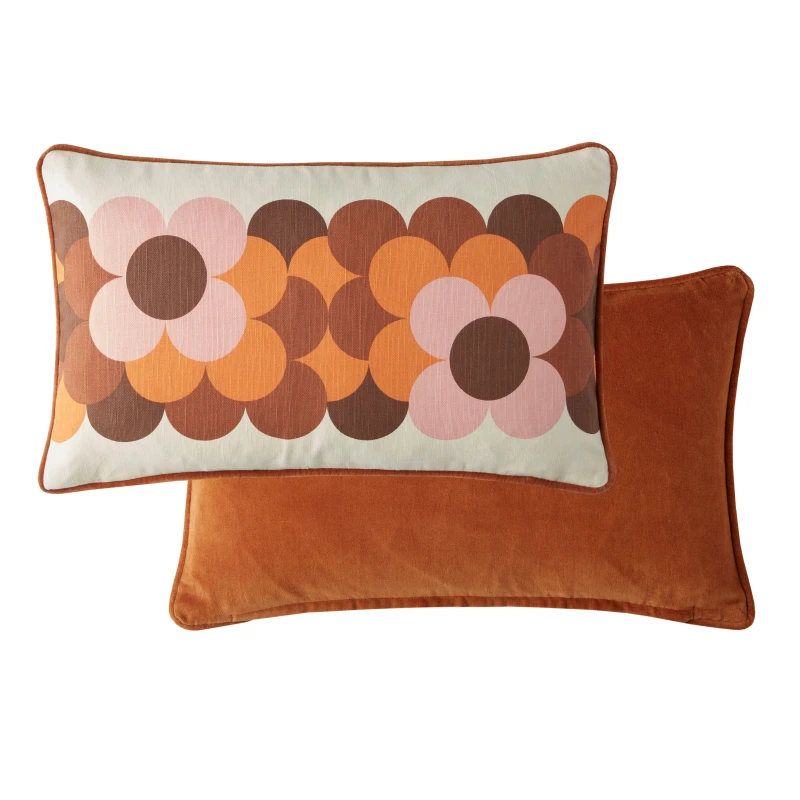 Image of Orla Kiely Retro Flower Stripe 30cm x 50cm Filled Cushion Canyon