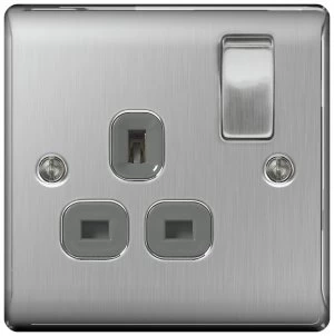 Image of BG Single Switched Socket - Stainless Steel