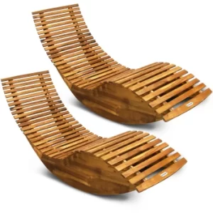 Image of Rocking Sun Lounger 2Pcs Set Acacia Wood FSC -certified