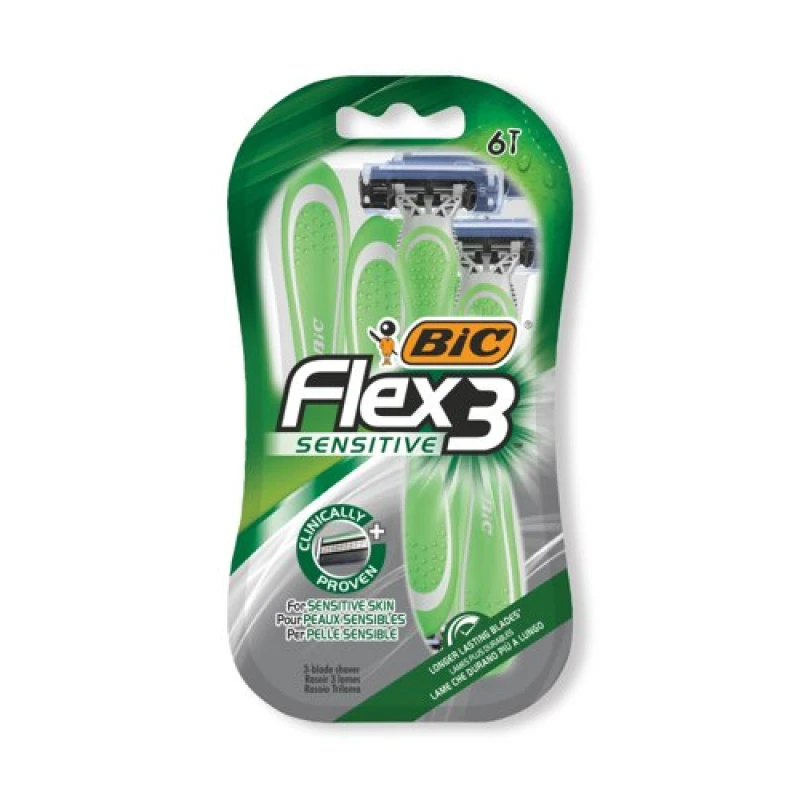 Image of Bic Bic Flex 3 Disposable Razor Sensitive (Pack of 6) 508096 508096