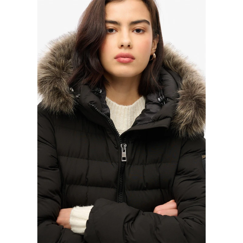 Image of Superdry Fuji Long Puffer Jacket - Black 12