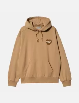 Image of Carhartt-WIP Heart Patch Hooded Sweatshirt - Dusty Hamilton Brown