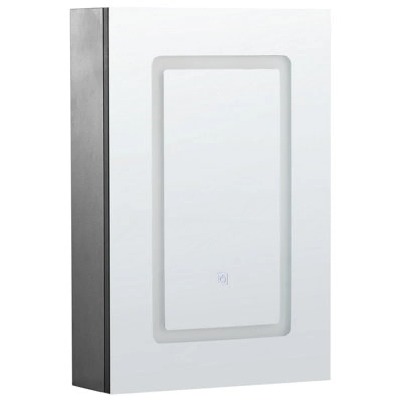 Image of Beliani Bathroom Wall Mounted Mirror Cabinet LED Condor 40 Cm 60 Cm Black