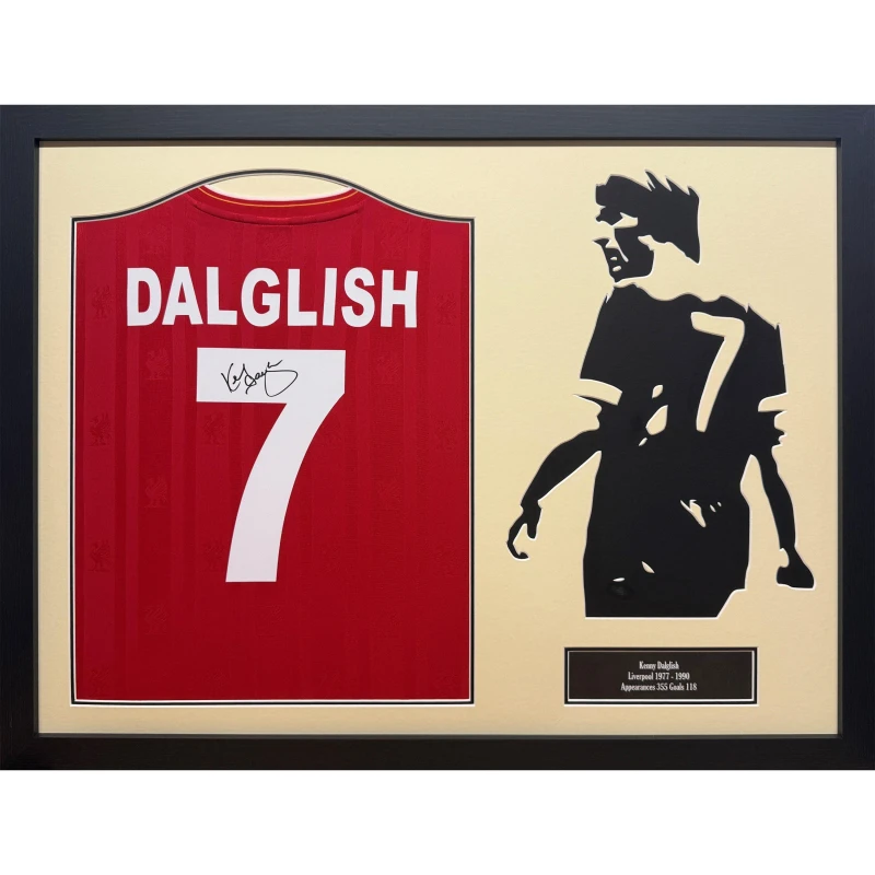 Image of AllStarSignings Ltd Kenny Dalglish signed & framed Liverpool shirt Red unisex One Size
