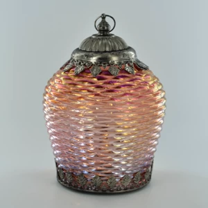 Image of LED Lantern Iridescent Champagne H17cm