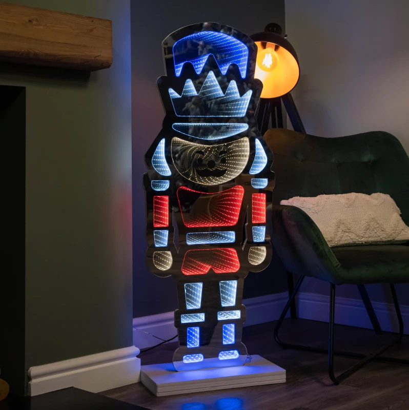 Image of 4ft (1.2m) Tall Light up Christmas Nutcracker Infinity Decoration with LEDs