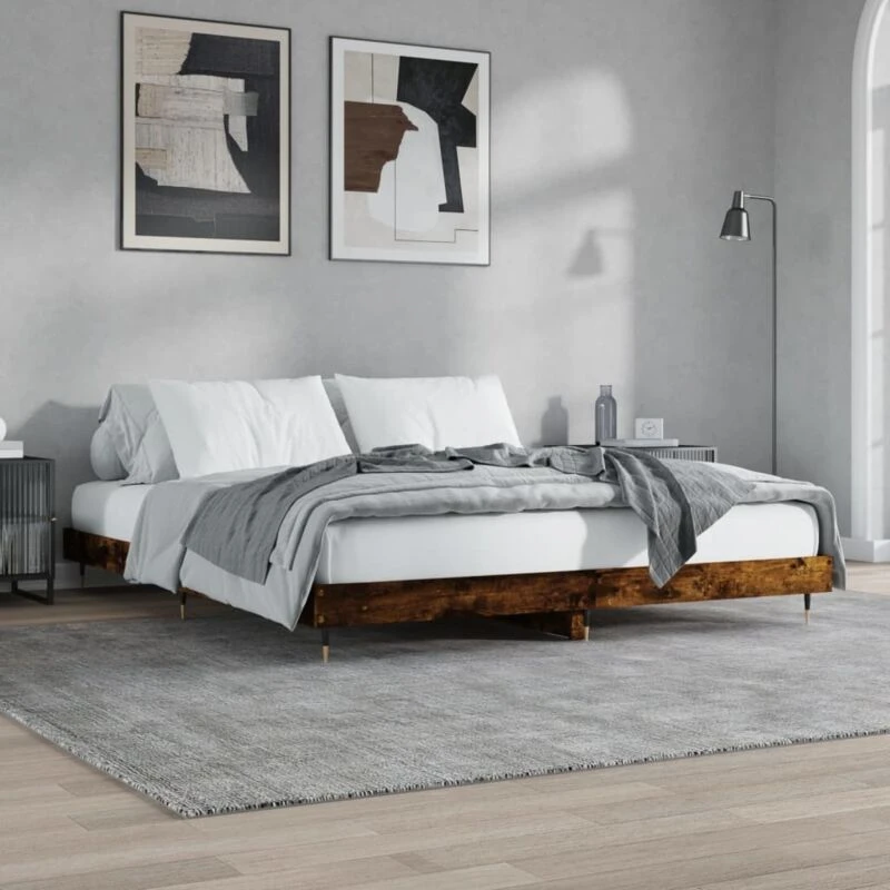 Image of VIDAXL Bed Frame without Mattress Smoked Oak 120x200cm Engineered Wood Vidaxl 8720845796396