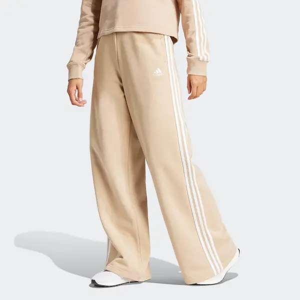 Image of Essentials 3-Stripes Trousers in Cotton Mix with Wide Leg