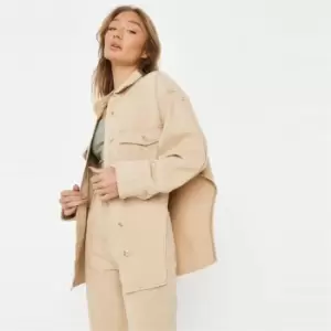 Image of Missguided Coord Extreme Split Hem Oversized Shirt - Neutral