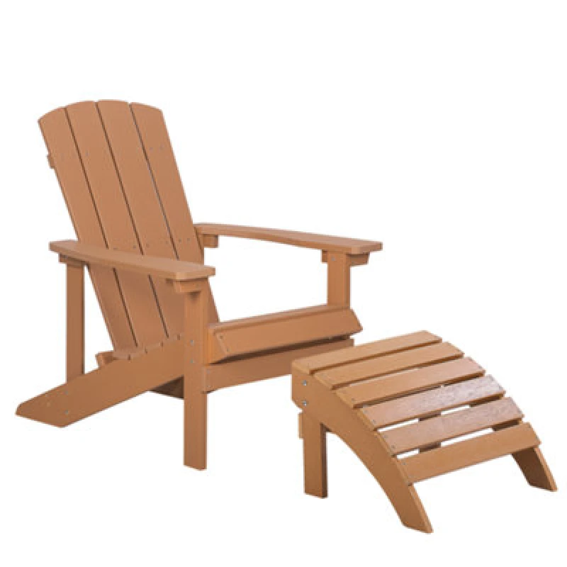 Image of Beliani Garden Chair Adirondack With Footstool Brown